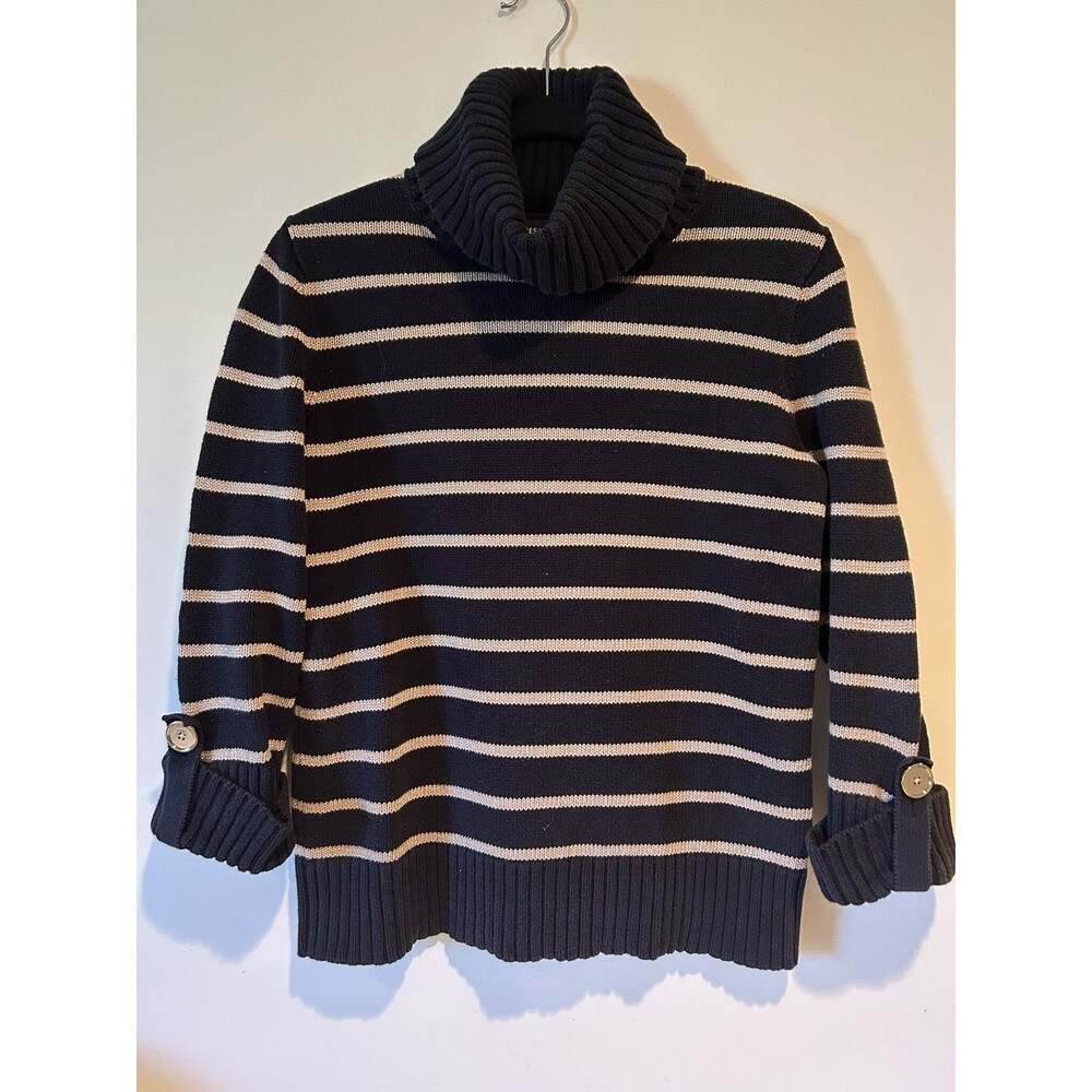 Jones New York Signature LS Cowl Neck  Sweater Black/Gold Women’s Sz Small - EUC